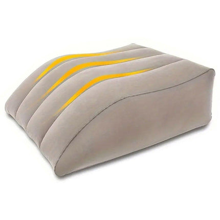 Inflatable PVC Leg Pillow Wedge Triangle Foot Cushion Flocking - Blue.