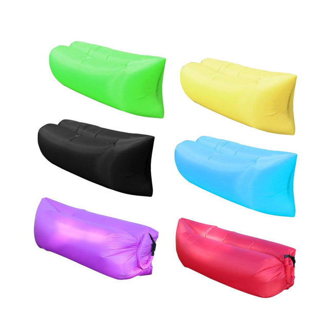Fast Inflatable Lazy Lounge Air Sofa Bed Camping Beach Hangout Sleeping Bag - Yellow.