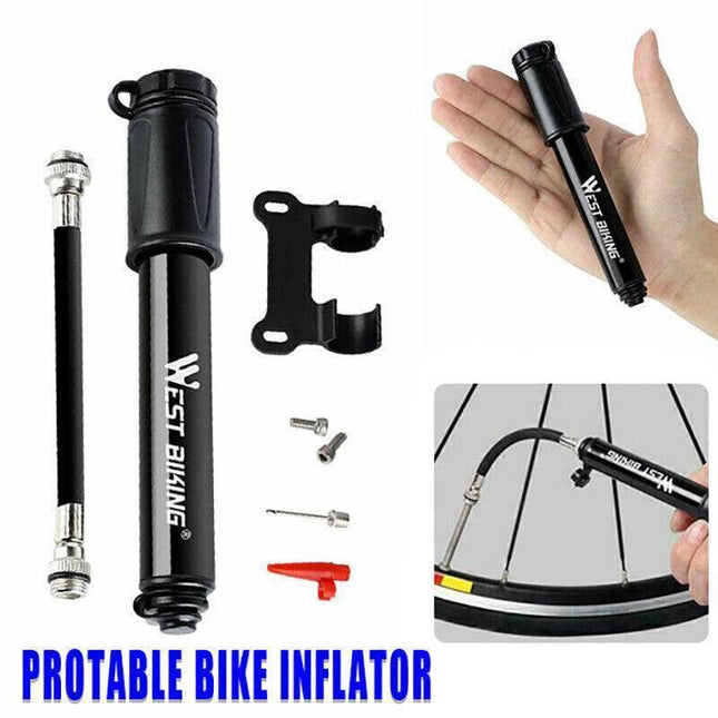 Aluminium Mini Bicycle Air Pump Bike Hand Ball Inflator Portable Cycling Tyre.