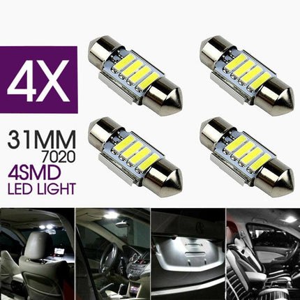 4PCS 31mm 7020 4SMD LED Festoon Interior Dome Map Light Bulbs 12V White.