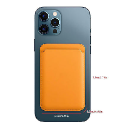 Leather Card Holder Wallet Pocket for iPhone 14 13 Pro Max with Snap-On Attachment - Black.