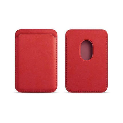 Leather Card Holder Wallet Pocket for iPhone 14 13 Pro Max with Snap-On Attachment - Blue.