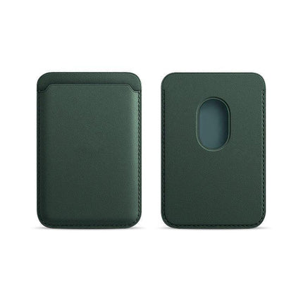 Leather Card Holder Wallet Pocket for iPhone 14 13 Pro Max with Snap-On Attachment - Light Brown.