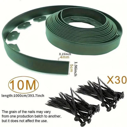 L Shaped Garden Edging Border Landscape Grass Lawn Stone Edge Fence Strip - Black.