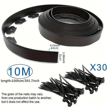 L Shaped Garden Edging Border Landscape Grass Lawn Stone Edge Fence Strip - Black.