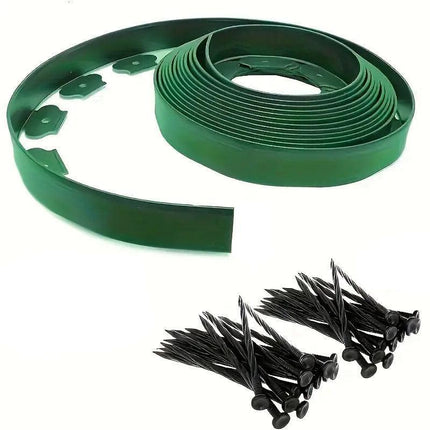 L Shaped Garden Edging Border Landscape Grass Lawn Stone Edge Fence Strip - Black.