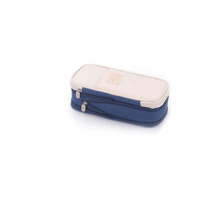 Zipper Pencil Case Pen Bag Organizer School Office Cosmetic Stationery Storage - Beige-Purple.