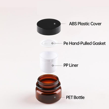 10pcs PET Plastic Cosmetic Bottles Refillable Travel Face Cream Containers - 30ml-Brown+Black-Double.