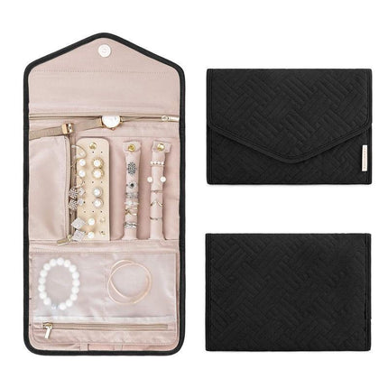 Periea Travel Jewellery Roll -Jewellery Travel Pouch Portable Case Box Organiser - Black.
