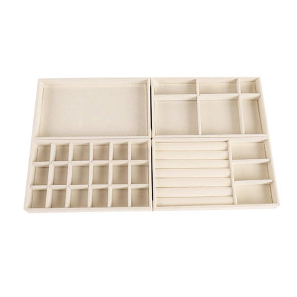 4PCS Flannel Jewelry Storage Trays Necklace Ring Earrings Organizer.