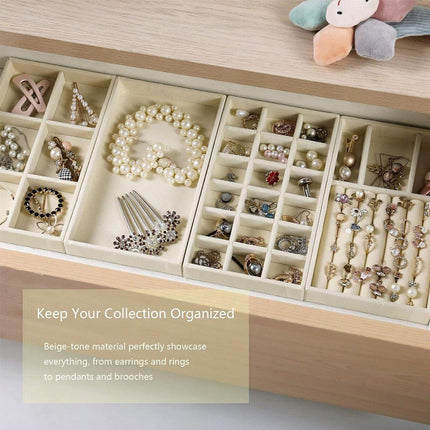 4PCS Flannel Jewelry Storage Trays Necklace Ring Earrings Organizer.