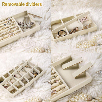 4PCS Flannel Jewelry Storage Trays Necklace Ring Earrings Organizer.
