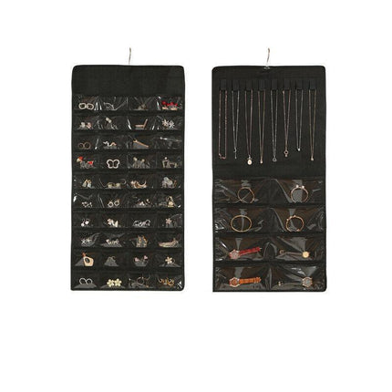 48 Pockets Jewelry Hanging Storage Organizer Holder Earring Display Pouch Bag - Beige.