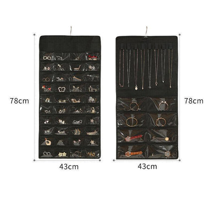 48 Pockets Jewelry Hanging Storage Organizer Holder Earring Display Pouch Bag - Grey.