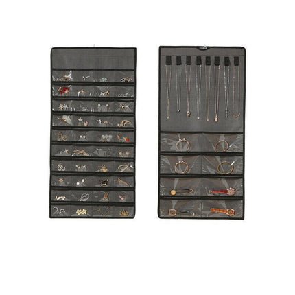 48 Pockets Jewelry Hanging Storage Organizer Holder Earring Display Pouch Bag - Grey.