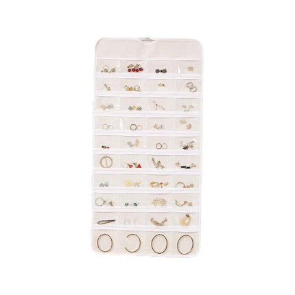 80 Pockets Jewelry Hanging Storage Organizer Holder Earring Display Pouch Bag - Grey.