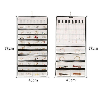 80 Pockets Jewelry Hanging Storage Organizer Holder Earring Display Pouch Bag - White.