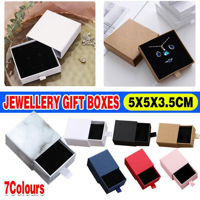 Jewellery Gift Box Necklace Ring Bracelet Bangle Earring Cardboard Box 5*5*3.5cm - Blue.