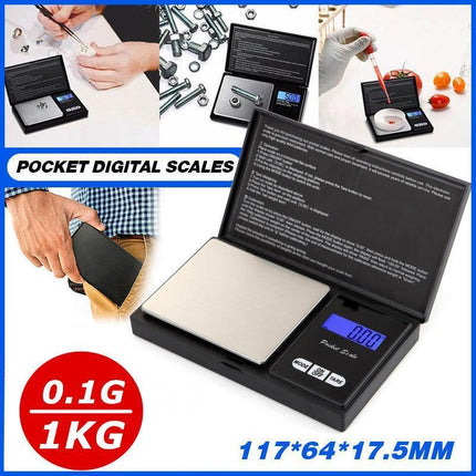 Mini Digital Pocket Scale 0.1g to 1000g Precision Jewellery Kitchen Herb Weighing Tool.
