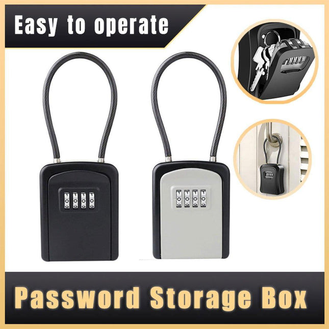 Portable Key Lock Box Hanging Combination Storage Organizer for Home Security - Black.
