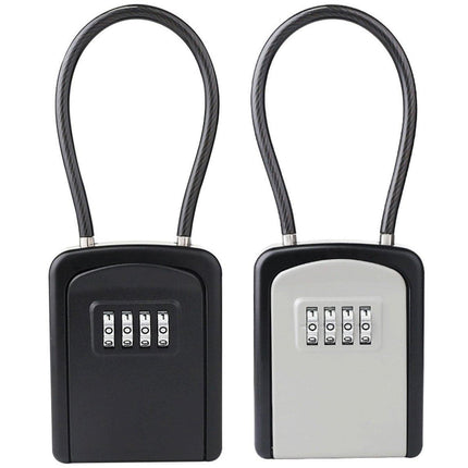 Portable Key Lock Box Hanging Combination Storage Organizer for Home Security - Black.