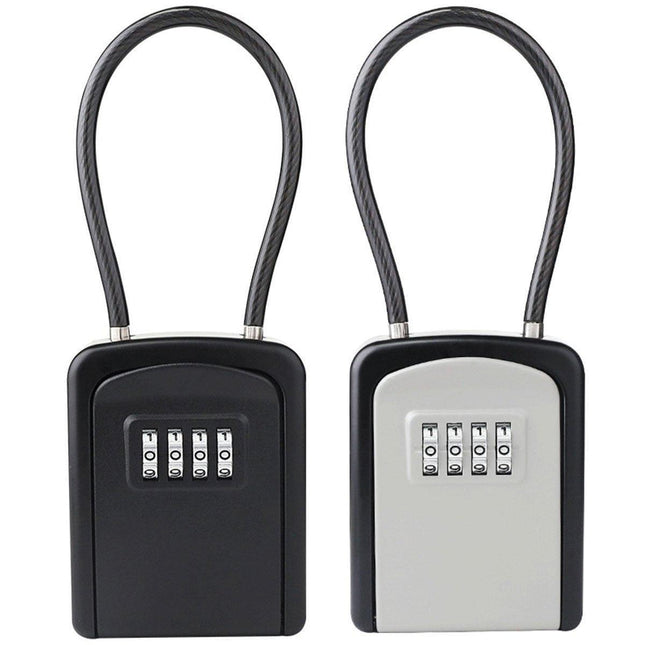 Portable Key Lock Box Hanging Combination Storage Organizer for Home Security - Black.