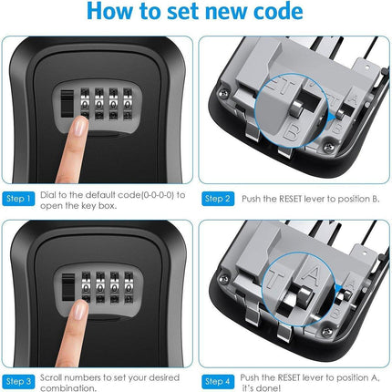 Portable Key Lock Box Hanging Combination Storage Organizer for Home Security - Black.