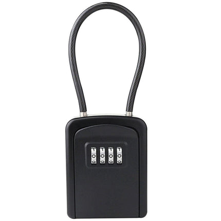 Portable Key Lock Box Hanging Combination Storage Organizer for Home Security - Black.
