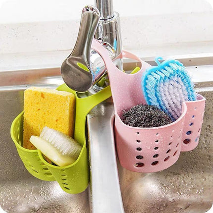 2PCS Kitchen Drain Holder Sponge Sink Storage Rack Basket Organizer Shelf Bathroom - Pink.
