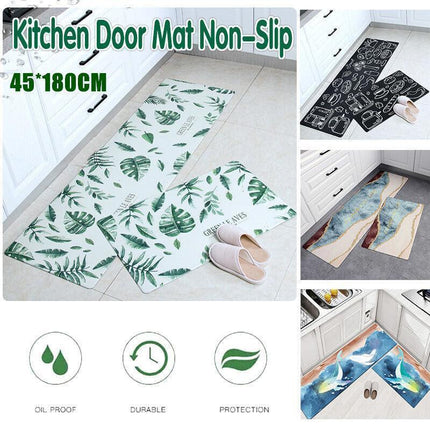 45x180cm Kitchen Mat Non-Slip Waterproof Pvc Floor Rug Carpet Anti-Oil Easy Clean - Gilding.