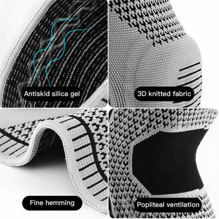 Blue Knee Brace Knee Compression Sleeve Professional Sports Silicone Knee Support - L.