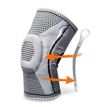 Grey Knee Brace Knee Compression Sleeve Professional Sports Silicone Knee Support - XL.
