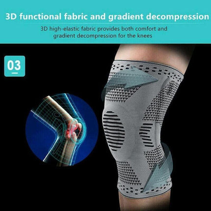 Red Knee Brace Knee Compression Sleeve Professional Sports Silicone Knee Support - L.