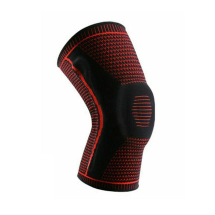 Red Knee Brace Knee Compression Sleeve Professional Sports Silicone Knee Support - L.