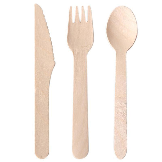 Wooden Cutlery Set Disposable Bamboo Wood Bulk Buy Forks Spoons Knives Party - 100PCS Knives.