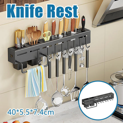 Stainless Steel Kitchen Utensil Storage Rack Organiser Knife Pan Holder Shelves.