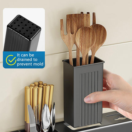 Stainless Steel Kitchen Utensil Storage Rack Organiser Knife Pan Holder Shelves.
