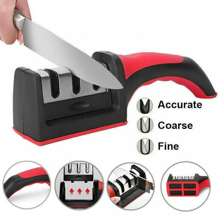 Au Knife Sharpener 3 Stage Kitchen Diamond Sharp Knives Scissor Sharpening Tool.