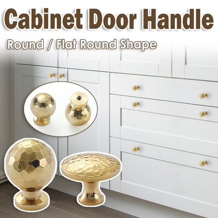 Gold Hammer Ball Handle Knob Closet Door Pull Drawer Handle Wardrobe Hardware - Flat Round Shape.