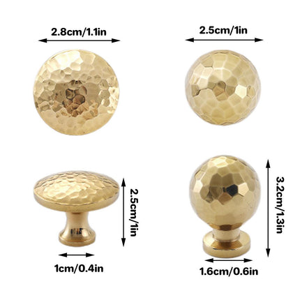 Gold Hammer Ball Handle Knob Closet Door Pull Drawer Handle Wardrobe Hardware - Flat Round Shape.