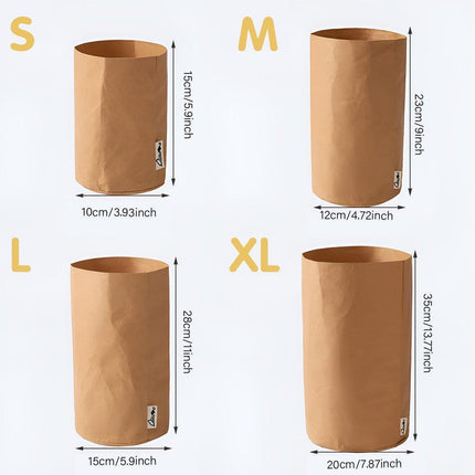 3pcs Washable Kraft Paper Storage Bag for Kitchen Desktop Refrigerator Organizer - S-Square.