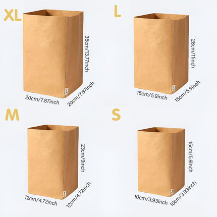 3pcs Washable Kraft Paper Storage Bag for Kitchen Desktop Refrigerator Organizer - S-Square.