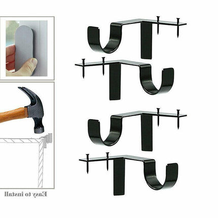 2X Bracket Hang Curtain Rod Holders Single Hook Tap Right Into Window Frame Rod.