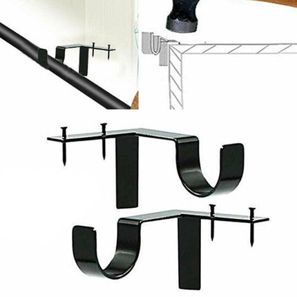 2X Bracket Hang Curtain Rod Holders Single Hook Tap Right Into Window Frame Rod.