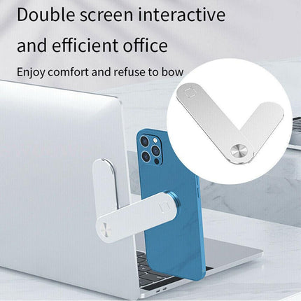 Side Mount Clip Phone Holder for Laptop Adjustable Portable Screen Bracket - Blue.