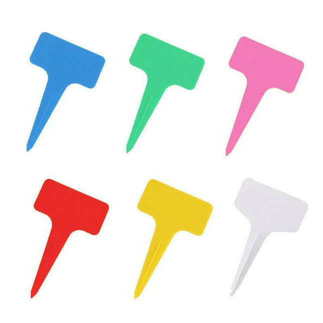 T-Type Plant Labels Flexible Plastic Garden Tags Nursey Seeding Marker Pen White - Green.
