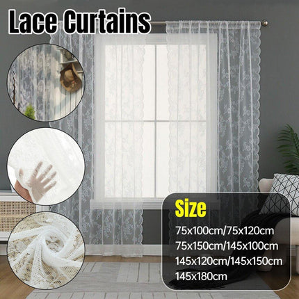 Elegant Lace Curtain Bedroom Window Door Screen Privacy Window Decor - 145*150cm.