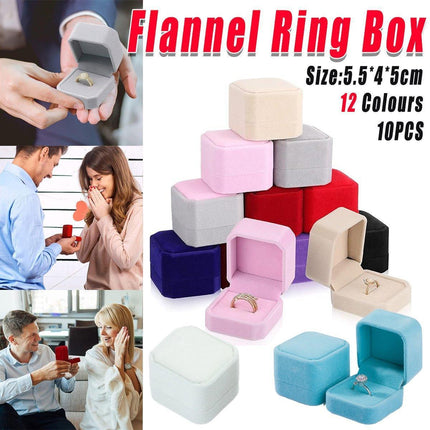 10X Flannel Ring Jewelry Earring Ring Jewelry Boxes Exquisite Gift Organizer - Pink Grey.