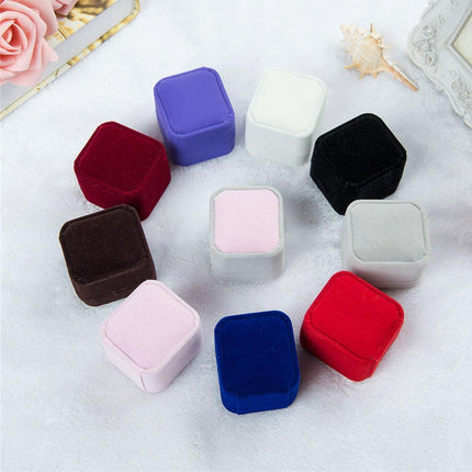 10X Flannel Ring Jewelry Earring Ring Jewelry Boxes Exquisite Gift Organizer - Pink Grey.