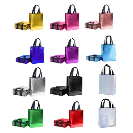 24pcs Laser Non Woven Gift Bags Tote Bags for Party Favor Wedding and Birthday - Rose Red.